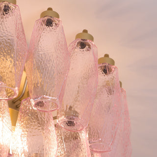 Aurora Lampe de Plafond en Verre de Murano Poliedri Rose