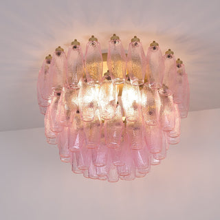 Aurora Lampe de Plafond en Verre de Murano Poliedri Rose