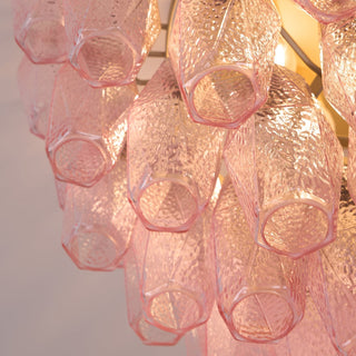 Aurora Lampe de Plafond en Verre de Murano Poliedri Rose