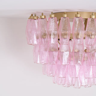 Aurora Lampe de Plafond en Verre de Murano Poliedri Rose