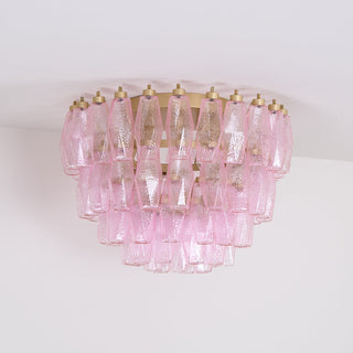 Aurora Lampe de Plafond en Verre de Murano Poliedri Rose