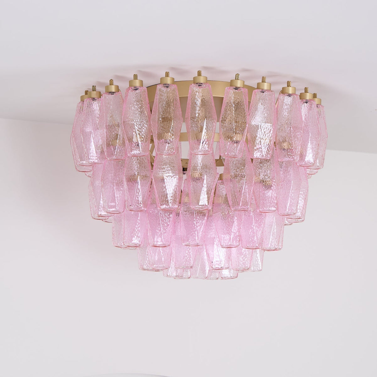 Aldien Lampe de Plafond en Verre de Murano Poliedri Rose