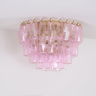 Aurora Lampe de Plafond en Verre de Murano Poliedri Rose