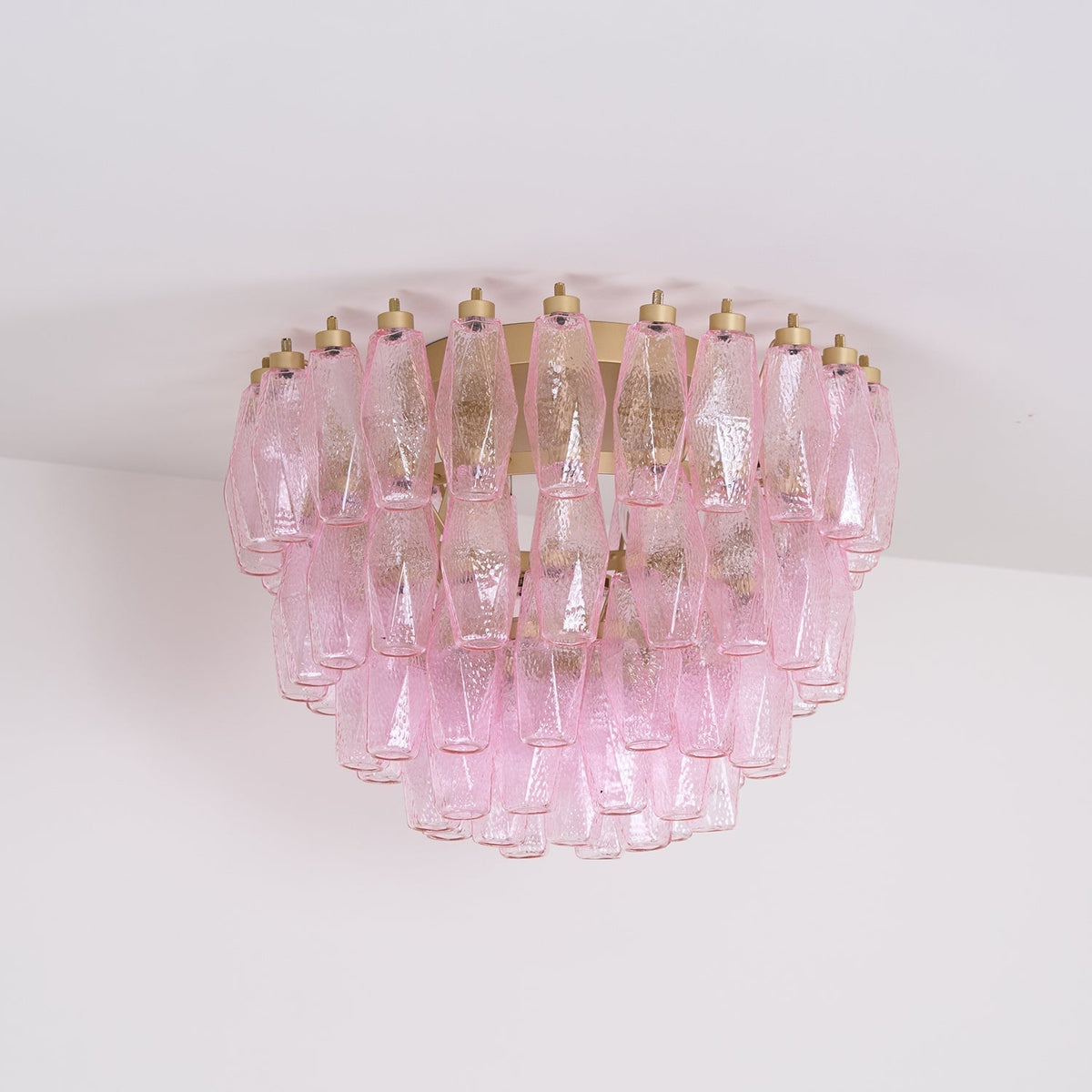 Aldien Lampe de Plafond en Verre de Murano Poliedri Rose