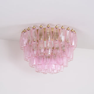 Aurora Lampe de Plafond en Verre de Murano Poliedri Rose