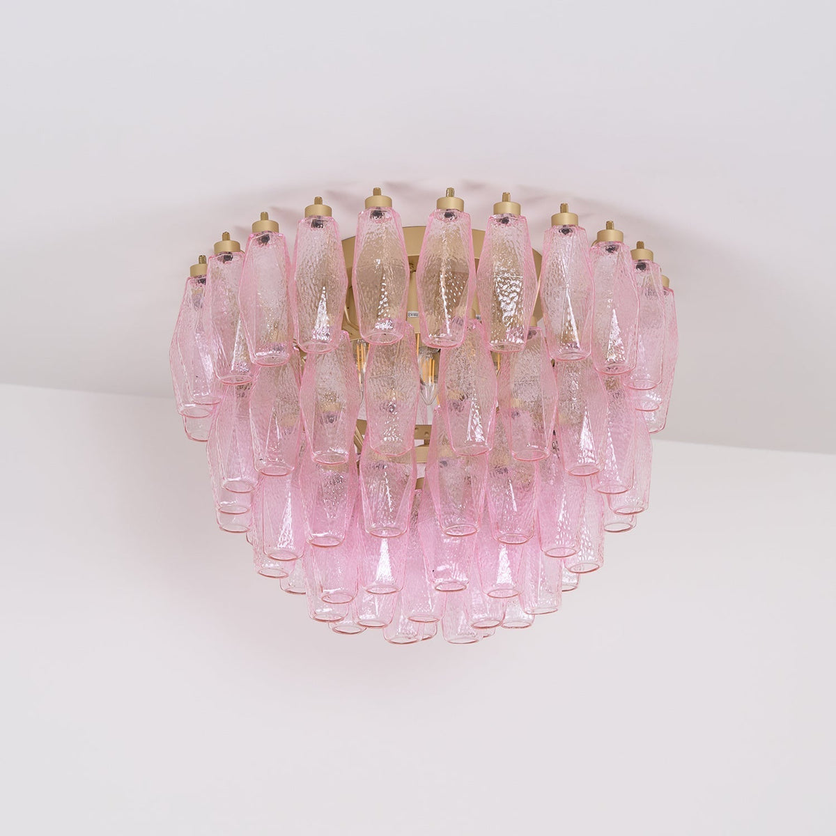 Aldien Lampe de Plafond en Verre de Murano Poliedri Rose