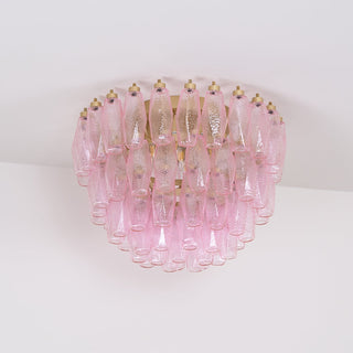 Aurora Lampe de Plafond en Verre de Murano Poliedri Rose