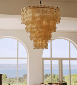Borzi Lustre en Verre Jaune Feuille Luxueuse