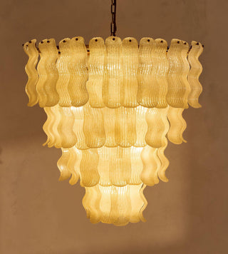 Borzi Lustre en Verre Jaune Feuille Luxueuse
