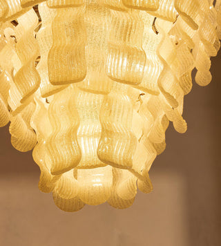 Borzi Lustre en Verre Jaune Feuille Luxueuse
