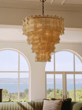 Borzi Lustre en Verre Jaune Feuille Luxueuse