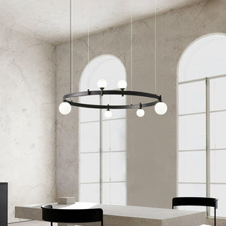 Lustra Suspension Lampe Anneau Noir Rond