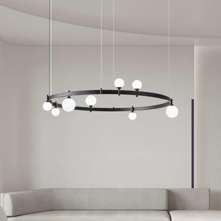Lustra Suspension Lampe Anneau Noir Rond