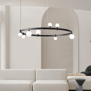 Lustra Suspension Lampe Anneau Noir Rond