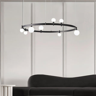 Lustra Suspension Lampe Anneau Noir Rond