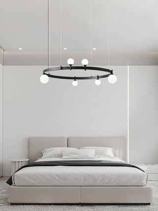 Lustra Suspension Lampe Anneau Noir Rond