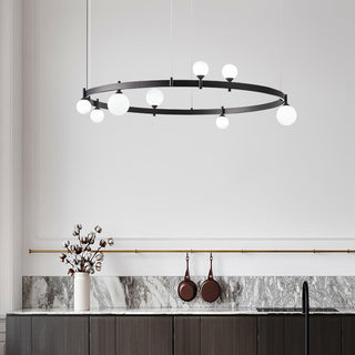 Lustra Suspension Lampe Anneau Noir Rond