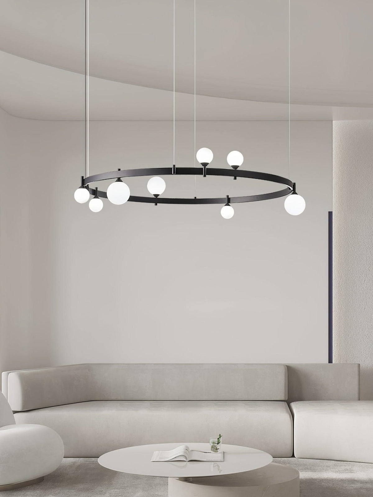 Doveon Suspension Lampe Anneau Noir Rond