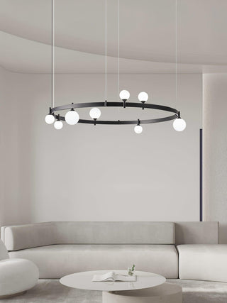 Lustra Suspension Lampe Anneau Noir Rond