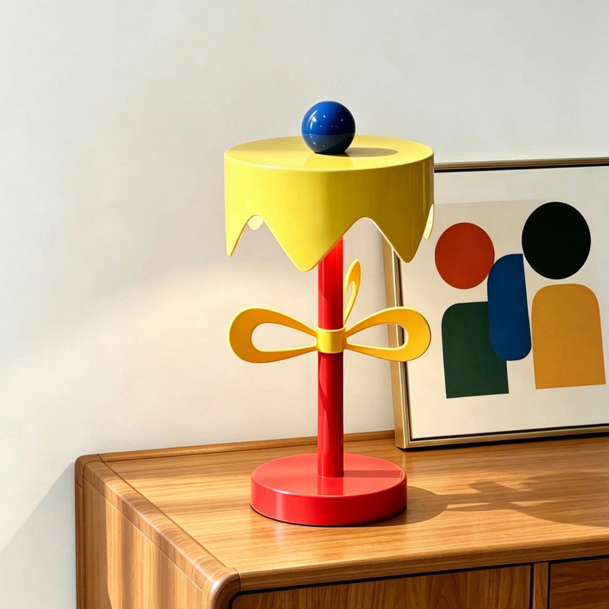 Elaarena Lampe de Table à Abat-Jour Festonné Multicolore Salon Chambre