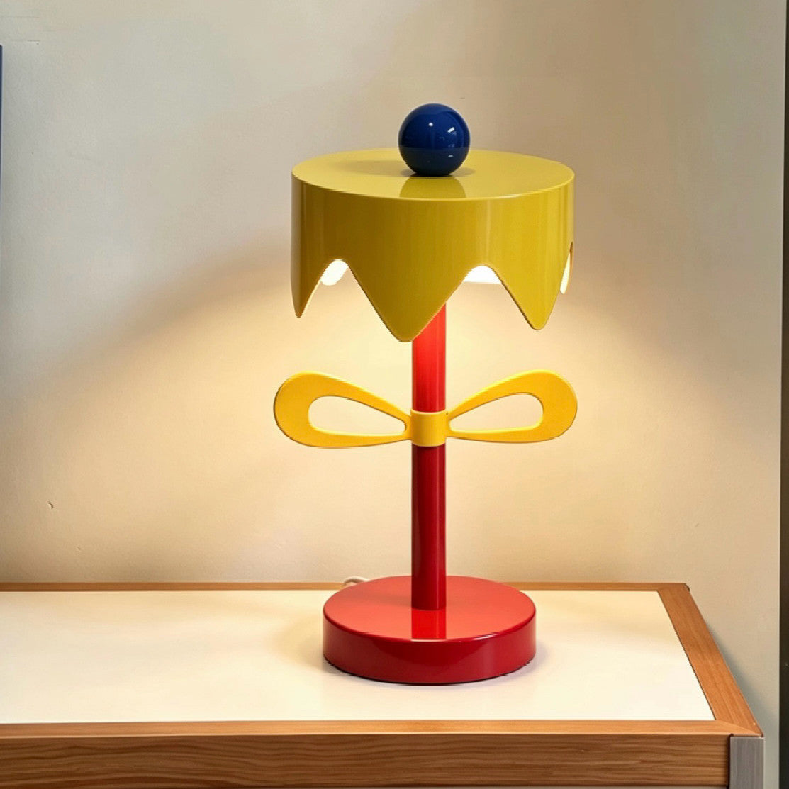 Elaarena Lampe de Table à Abat-Jour Festonné Multicolore Salon Chambre