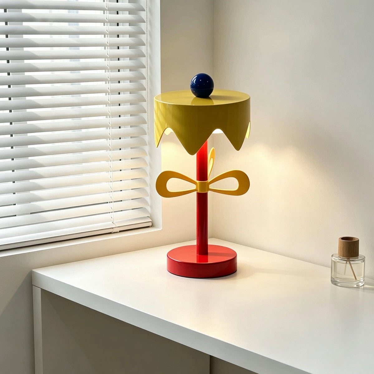 Elaarena Lampe de Table à Abat-Jour Festonné Multicolore Salon Chambre