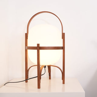 Lethra Lampe de Table en Bois Et Verre