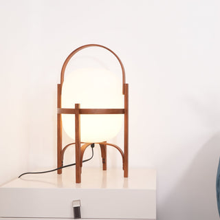 Lethra Lampe de Table en Bois Et Verre