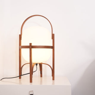 Lethra Lampe de Table en Bois Et Verre