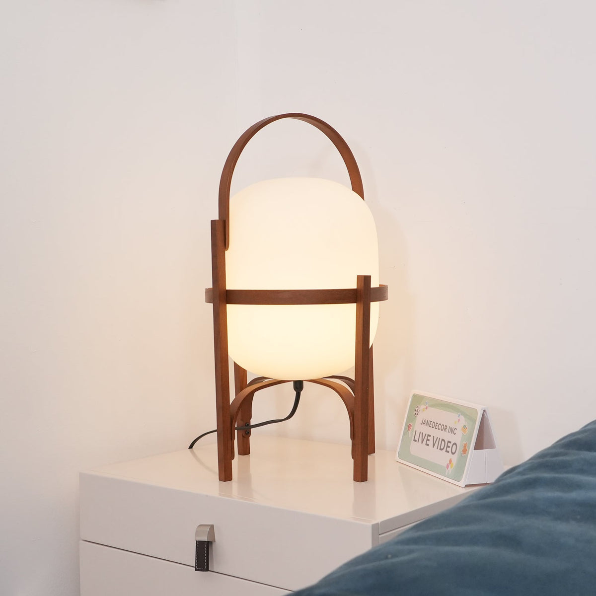 Lethra Lampe de Table en Bois Et Verre