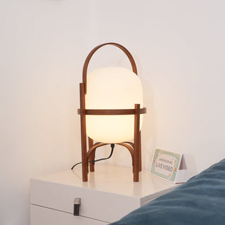Lethra Lampe de Table en Bois Et Verre