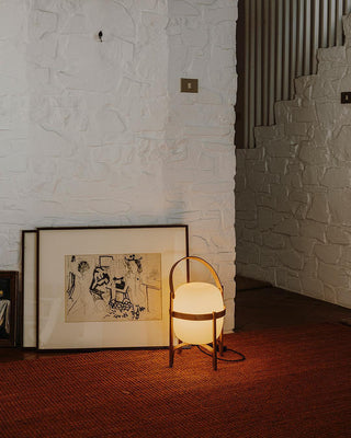 Lethra Lampe de Table en Bois Et Verre