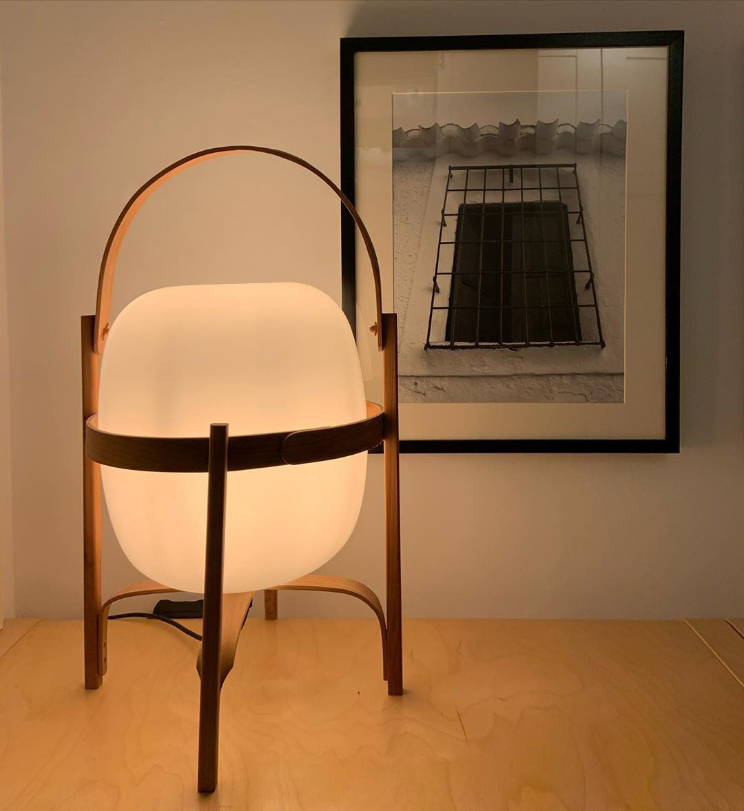 Lethra Lampe de Table en Bois Et Verre