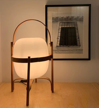 Lethra Lampe de Table en Bois Et Verre