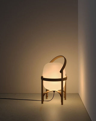Lethra Lampe de Table en Bois Et Verre