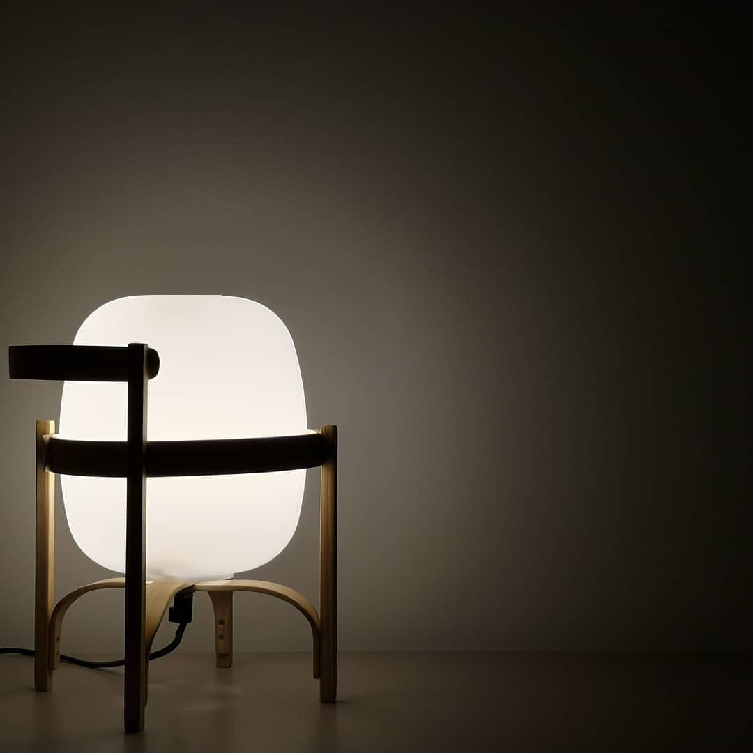 Lethra Lampe de Table en Bois Et Verre