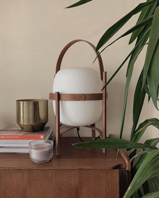 Lethra Lampe de Table en Bois Et Verre