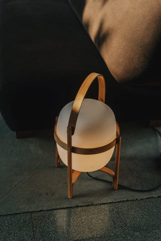 Lethra Lampe de Table en Bois Et Verre