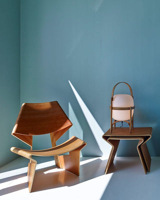 Lethra Lampe de Table en Bois Et Verre