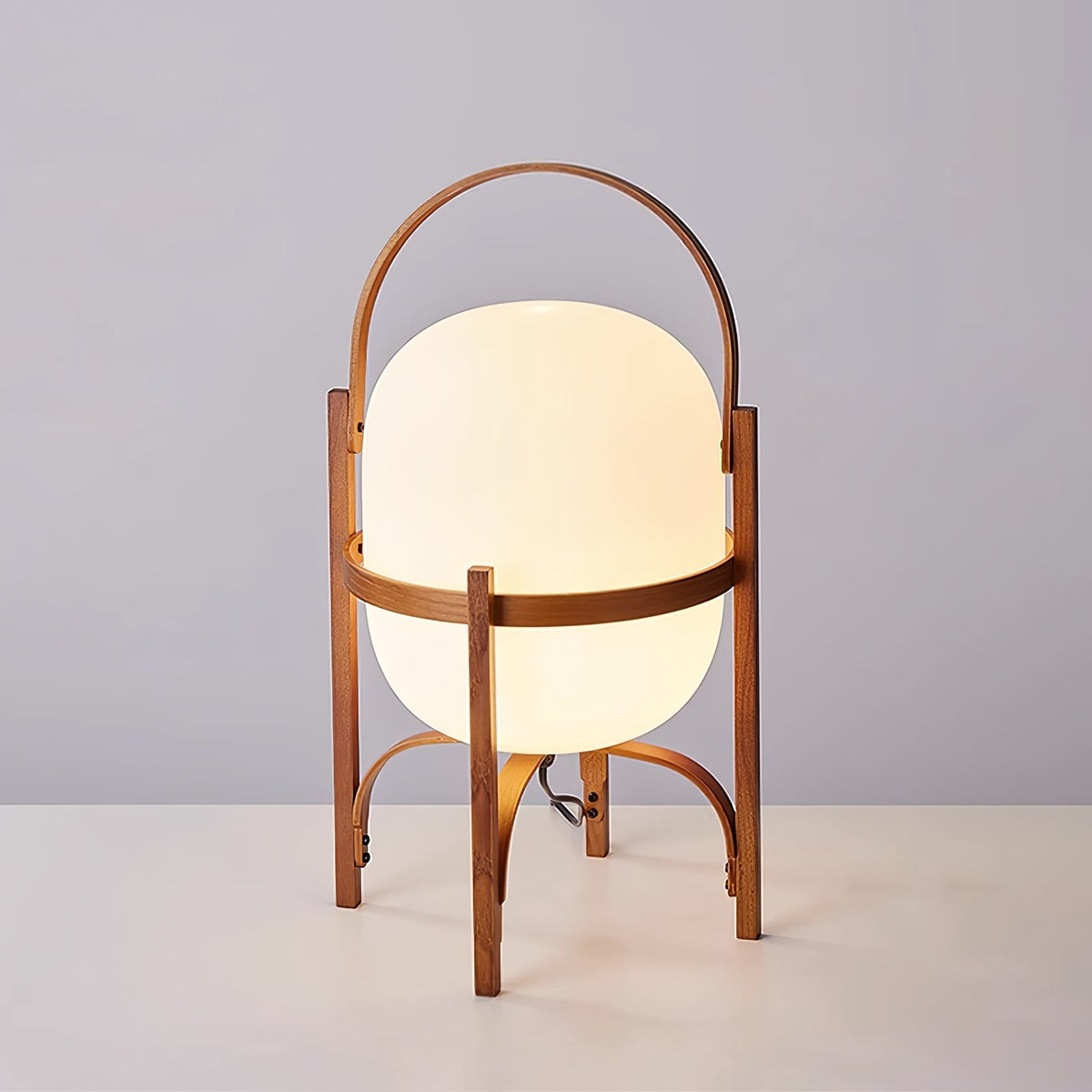 Lethra Lampe de Table en Bois Et Verre