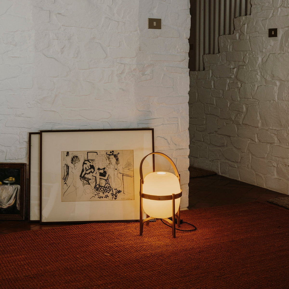 Lethra Lampe de Table en Bois Et Verre