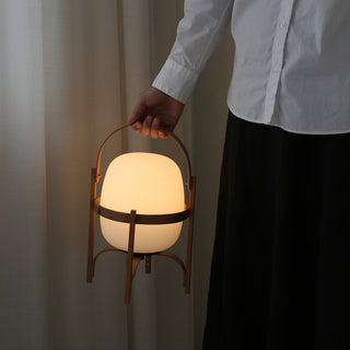 Lethra Lampe de Table en Bois Et Verre