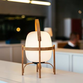 Lethra Lampe de Table en Bois Et Verre