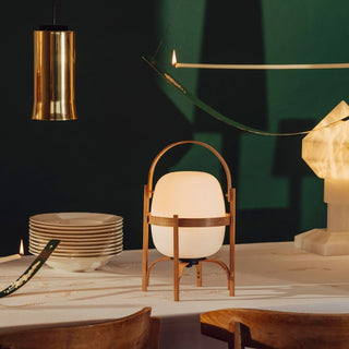Lethra Lampe de Table en Bois Et Verre
