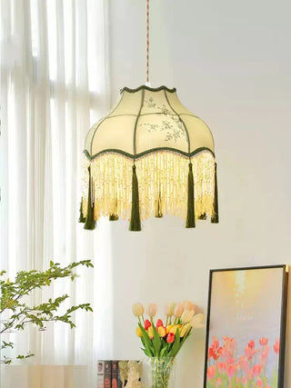 Prasina Beaded Fringe Pendant Light-Neutral Decor