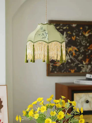 Prasina Beaded Fringe Pendant Light-Neutral Decor
