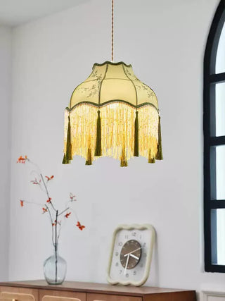 Prasina Beaded Fringe Pendant Light-Neutral Decor
