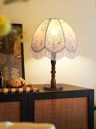 Orlyn Lampe de Table en Bois Et Tissu Élégante