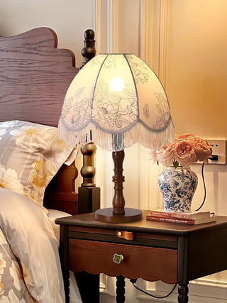 Orlyn Lampe de Table en Bois Et Tissu Élégante