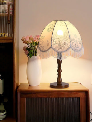 Orlyn Lampe de Table en Bois Et Tissu Élégante